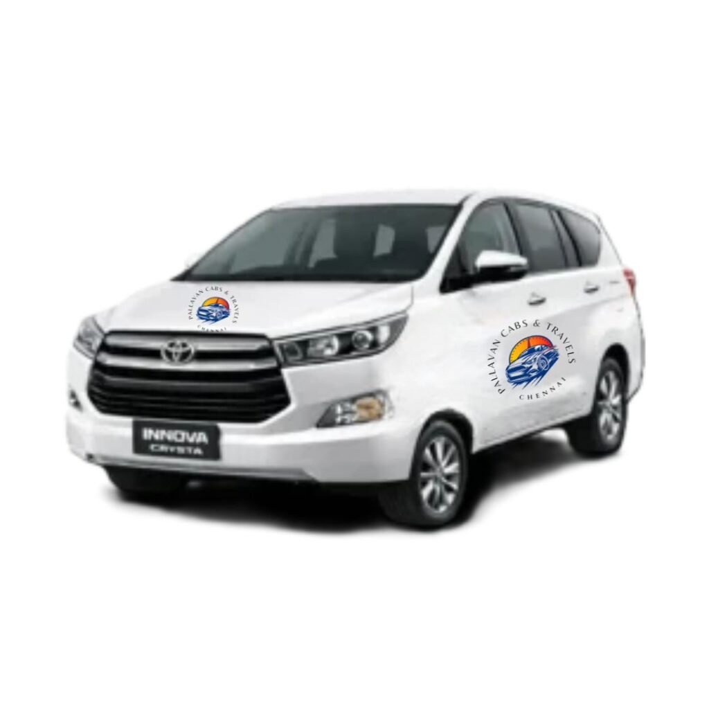 White Toyota Innova Crysta car used for Pallavan Cabs travel service